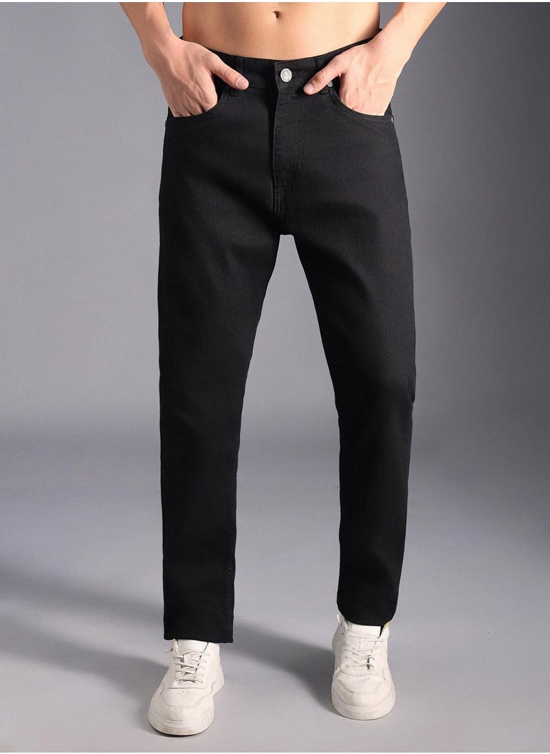 HIGH STAR Black Mid-Rise Straight Fit Jeans for Men, Pure Cotton, Clean Look  - Image 2