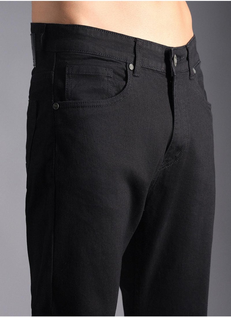 HIGH STAR Black Mid-Rise Straight Fit Jeans for Men, Pure Cotton, Clean Look  - Image 5