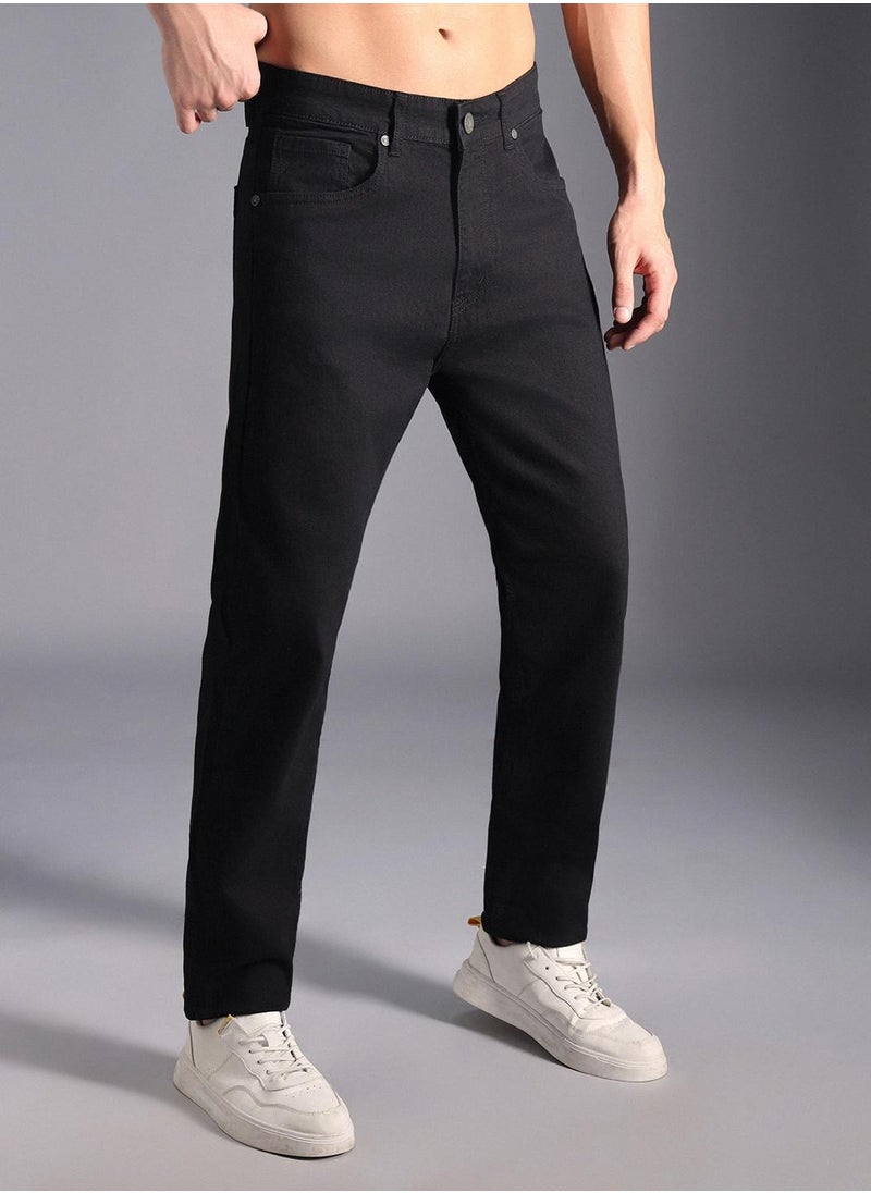 HIGH STAR Black Mid-Rise Straight Fit Jeans for Men, Pure Cotton, Clean Look  - Image 3