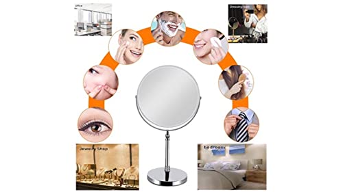 Loop Group Loop Group Silver Tabletop Double Side Shaving Makeup Vanity Mirror 360 Degree 5X Magnification Beauty Make up Cosmetic Stand for Shaving Makeup Vanity Bedroom Bathroom Desk Silver Oval  - Image 3