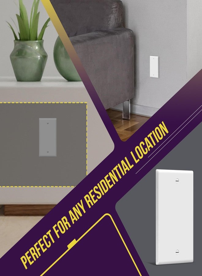 ENERLITES Blank Wall Plate Cover, Gloss Finish, Standard Size 1-Gang 4.50" x 2.76", Polycarbonate Thermoplastic, Electrical Covers for Unused Outlets/Switches, 8801-W-5PCS, White 5 Pack - Image 4