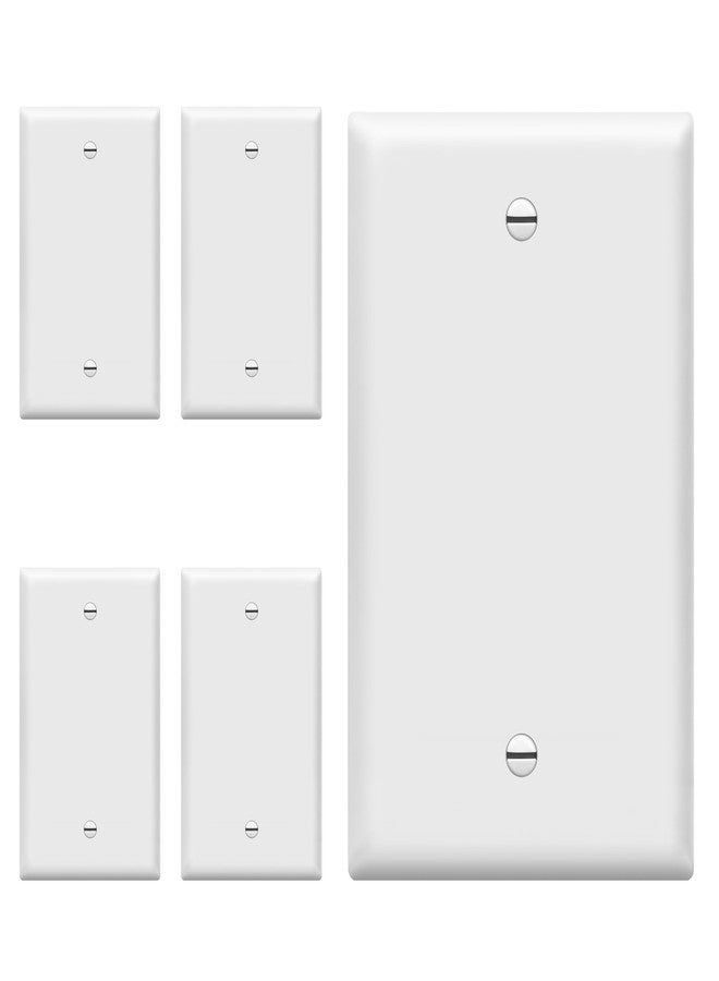 ENERLITES Blank Wall Plate Cover, Gloss Finish, Standard Size 1-Gang 4.50" x 2.76", Polycarbonate Thermoplastic, Electrical Covers for Unused Outlets/Switches, 8801-W-5PCS, White 5 Pack - Image 1