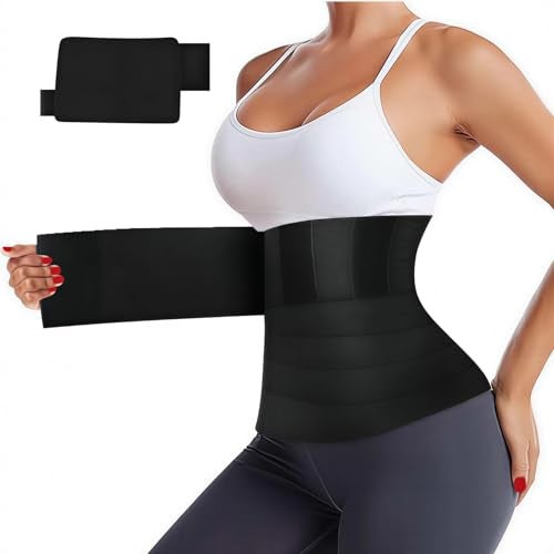 AMZBOSS Waist Trainer for Women Belly Fat, Bandage Wrap Corset Shapewear, Postpartum Belly Band, Tummy Control Waist Cincher, Long Torso Sweat Band, Black - Image 1
