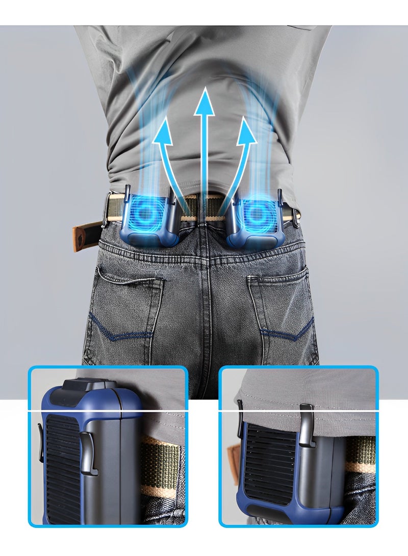 REOCLE Portable Waist Clip Fan 4000mAh Personal Rechargeable Neck Fan up to 16H with Strong Airflow & 3 Speed Hand Free Necklace Fan for Working Hiking Fishing - Image 2