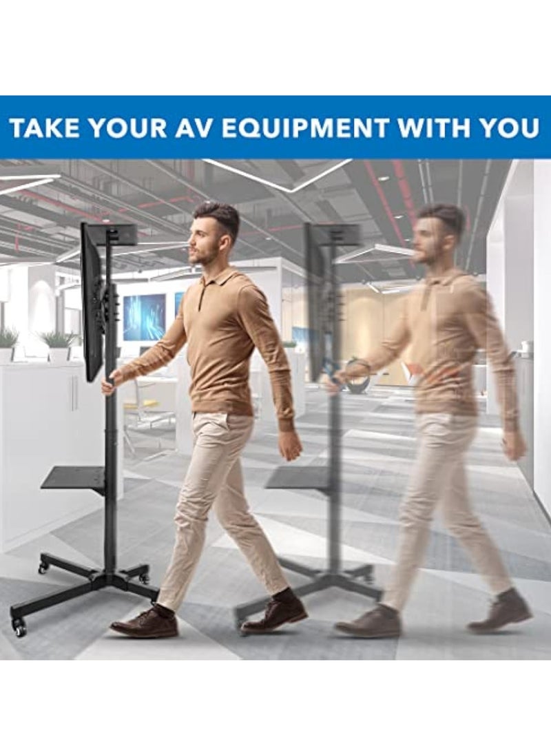 Apexll Mobile TV Stand Rolling Cart for 32-75 Inch TVs, Height Adjustable with Lockable Wheels and Removable Shelf, Supports LCD LED 4K Flat and Curved Screens, Max VESA 600x400mm, Dimensions 180x78x56cm, Black  - Image 4