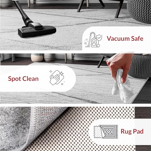 nuLOOM 2x3 Thigpen Contemporary Area Rug, Grey, Abstract Lines, Non-Slip Backing, Stain Resistant, For Bedroom, Dining Room, Living Room, Hallway, Office, Kitchen, Entryway - Image 2