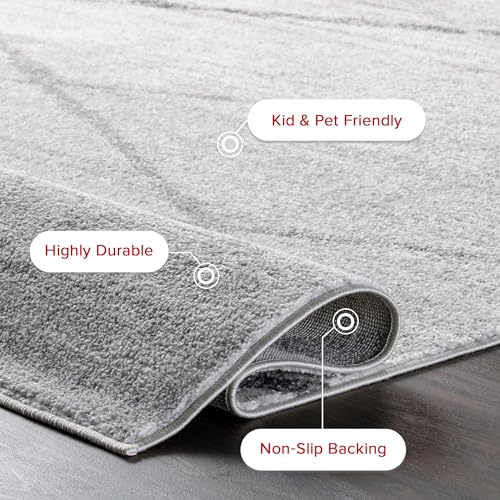 nuLOOM 2x3 Thigpen Contemporary Area Rug, Grey, Abstract Lines, Non-Slip Backing, Stain Resistant, For Bedroom, Dining Room, Living Room, Hallway, Office, Kitchen, Entryway - Image 3