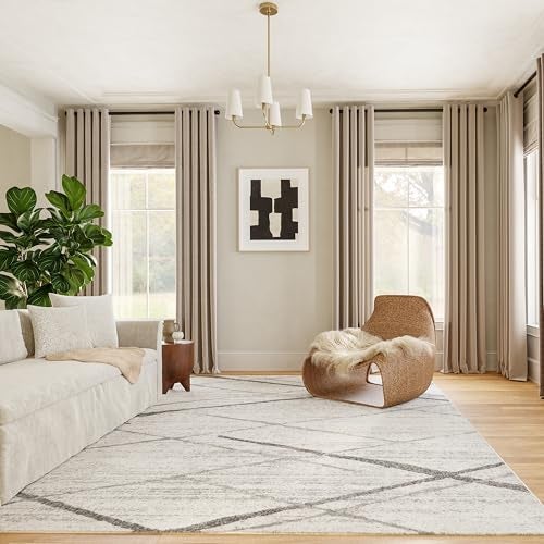 nuLOOM 2x3 Thigpen Contemporary Area Rug, Grey, Abstract Lines, Non-Slip Backing, Stain Resistant, For Bedroom, Dining Room, Living Room, Hallway, Office, Kitchen, Entryway - Image 1