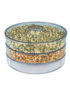 Plastic Hygienic Sprout Maker Box with 3 Container Organic Home Making Fresh Sprouts Makers for Home Material Box Container Sprouted Grains Seeds Dal, Channa, Organic Sprouting Jar - 17 oz