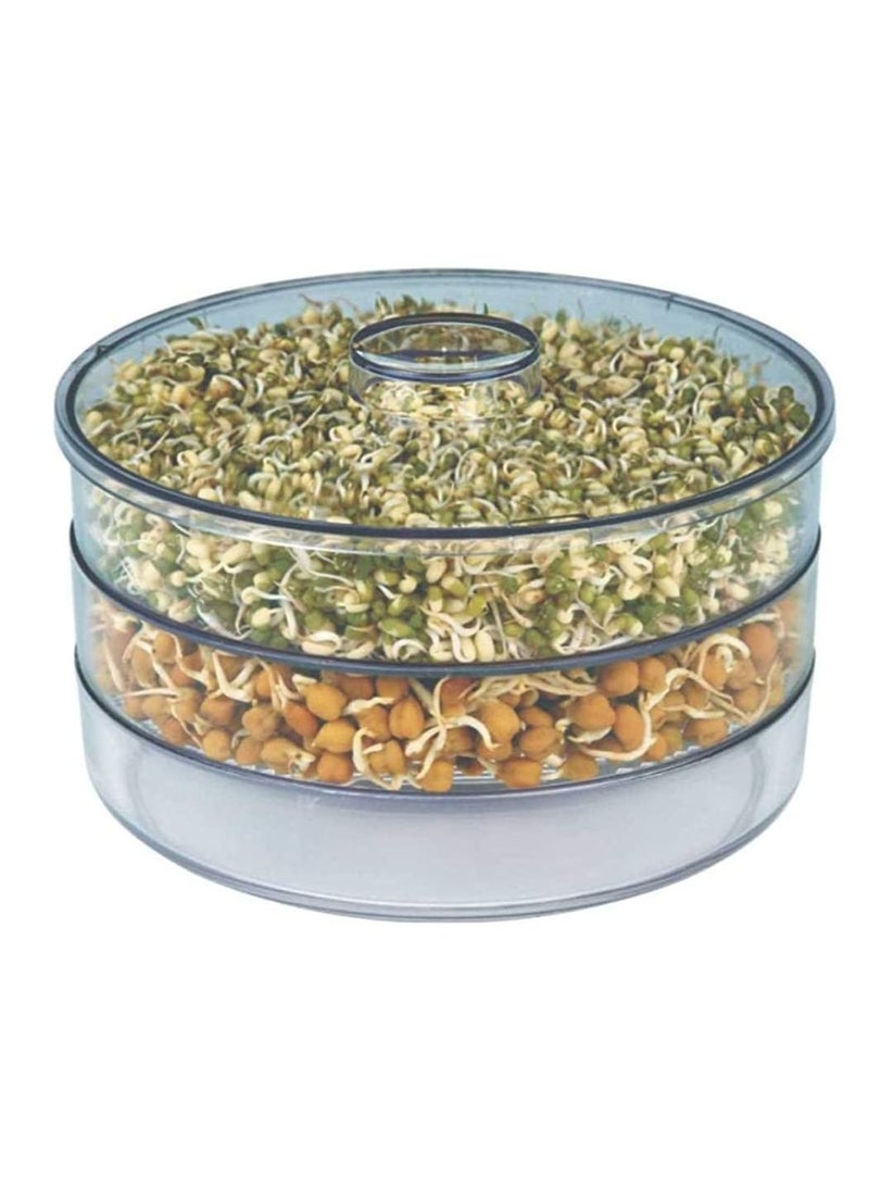 Generic - Plastic Hygienic Sprout Maker Box with 3 Container Organic Home Making Fresh Sprouts Makers for Home Material Box Container Sprouted Grains Seeds Dal, Channa, Organic Sprouting Jar - 17 oz - Image 1