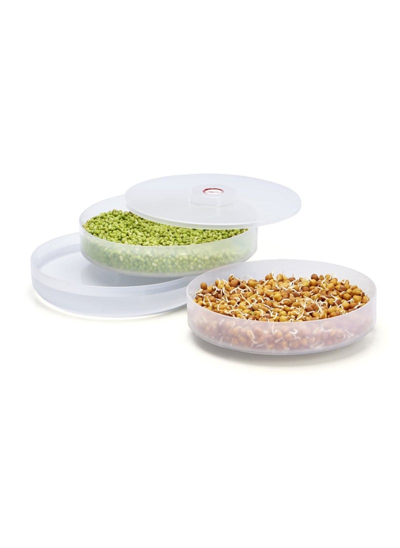 Generic - Plastic Hygienic Sprout Maker Box with 3 Container Organic Home Making Fresh Sprouts Makers for Home Material Box Container Sprouted Grains Seeds Dal, Channa, Organic Sprouting Jar - 17 oz - Image 1