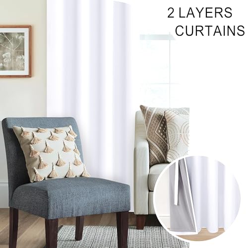 XWZO 100% Blackout Curtains 2 Panels with Tiebacks- Heat and Full Light Blocking Window Treatment with Black Liner for Bedroom/Nursery, Grommet Top, White, W52 x L84 Inches Long, Set of 2 - Image 5