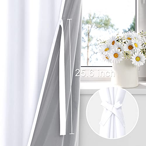 XWZO 100% Blackout Curtains 2 Panels with Tiebacks- Heat and Full Light Blocking Window Treatment with Black Liner for Bedroom/Nursery, Grommet Top, White, W52 x L84 Inches Long, Set of 2 - Image 3