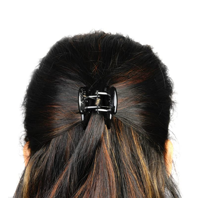 BIRDWARE hair Clips For Women 4Pcs Claw Butterfly Clips hair Accessorie For Girls Fancy Korean Clutch Stylish hair Clip Women Medium hair clutcher Shell and Black Colour (Square-Black) - Image 2