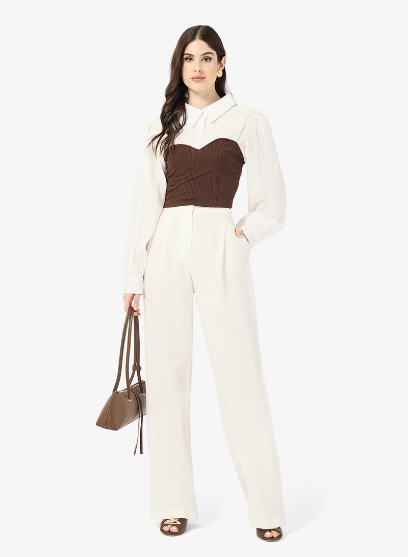 ELLA Puff Sleeve Blouse With Mock Corset - Image 4