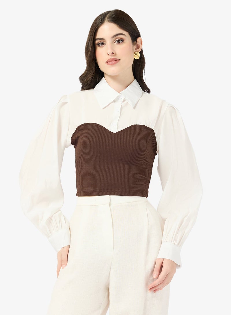 ELLA Puff Sleeve Blouse With Mock Corset - Image 3