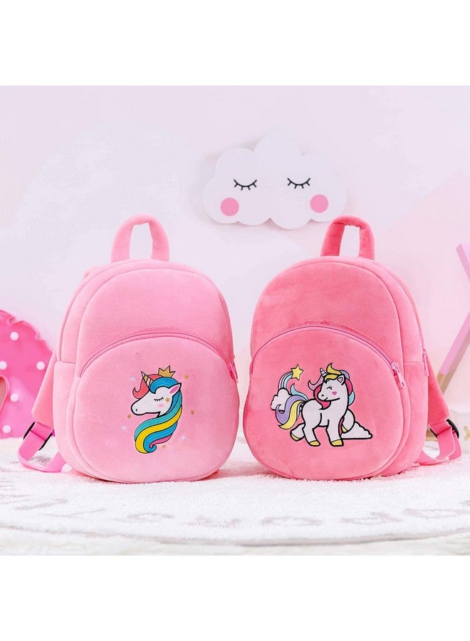 فرانتك حقيبة مدرسية ناعمة للسفر من Frantic Kids على شكل حيوان كرتوني، حقيبة ظهر قياسية من القطيفة الناعمة للأولاد والبنات من عمر 2 إلى 5 سنوات، حضانة الأطفال/الأولاد/الفتيات، مرحلة ما قبل المدرسة، النزهات (Hotpinkunicorn21) صغيرة - Image 3