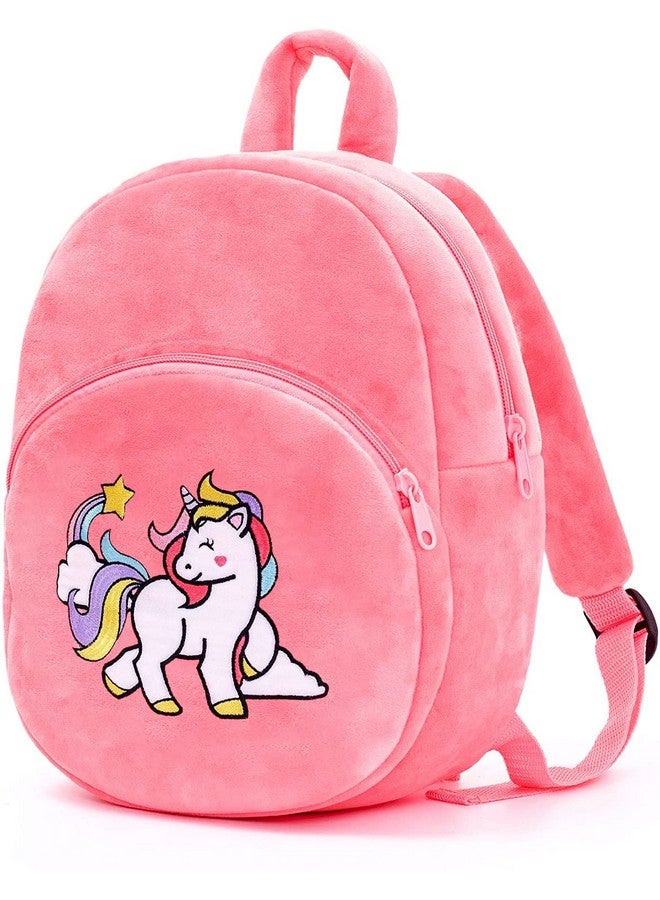 فرانتك حقيبة مدرسية ناعمة للسفر من Frantic Kids على شكل حيوان كرتوني، حقيبة ظهر قياسية من القطيفة الناعمة للأولاد والبنات من عمر 2 إلى 5 سنوات، حضانة الأطفال/الأولاد/الفتيات، مرحلة ما قبل المدرسة، النزهات (Hotpinkunicorn21) صغيرة - Image 1