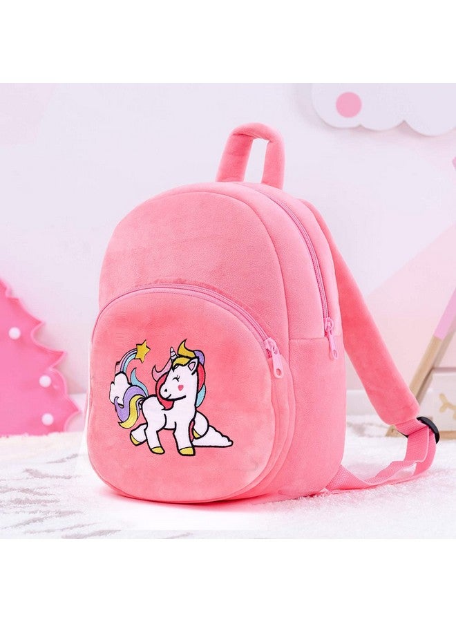 فرانتك حقيبة مدرسية ناعمة للسفر من Frantic Kids على شكل حيوان كرتوني، حقيبة ظهر قياسية من القطيفة الناعمة للأولاد والبنات من عمر 2 إلى 5 سنوات، حضانة الأطفال/الأولاد/الفتيات، مرحلة ما قبل المدرسة، النزهات (Hotpinkunicorn21) صغيرة - Image 2