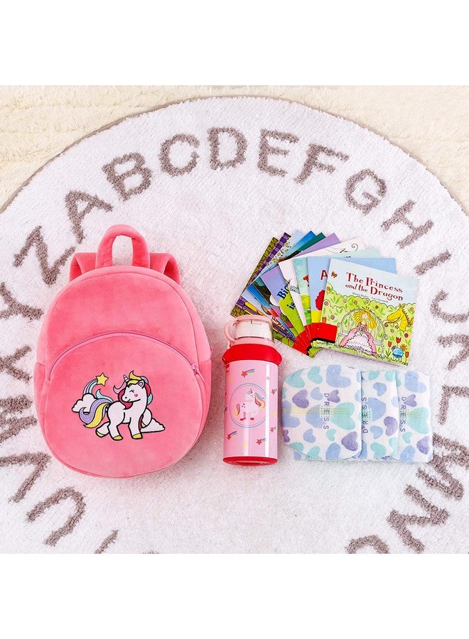 فرانتك حقيبة مدرسية ناعمة للسفر من Frantic Kids على شكل حيوان كرتوني، حقيبة ظهر قياسية من القطيفة الناعمة للأولاد والبنات من عمر 2 إلى 5 سنوات، حضانة الأطفال/الأولاد/الفتيات، مرحلة ما قبل المدرسة، النزهات (Hotpinkunicorn21) صغيرة - Image 4