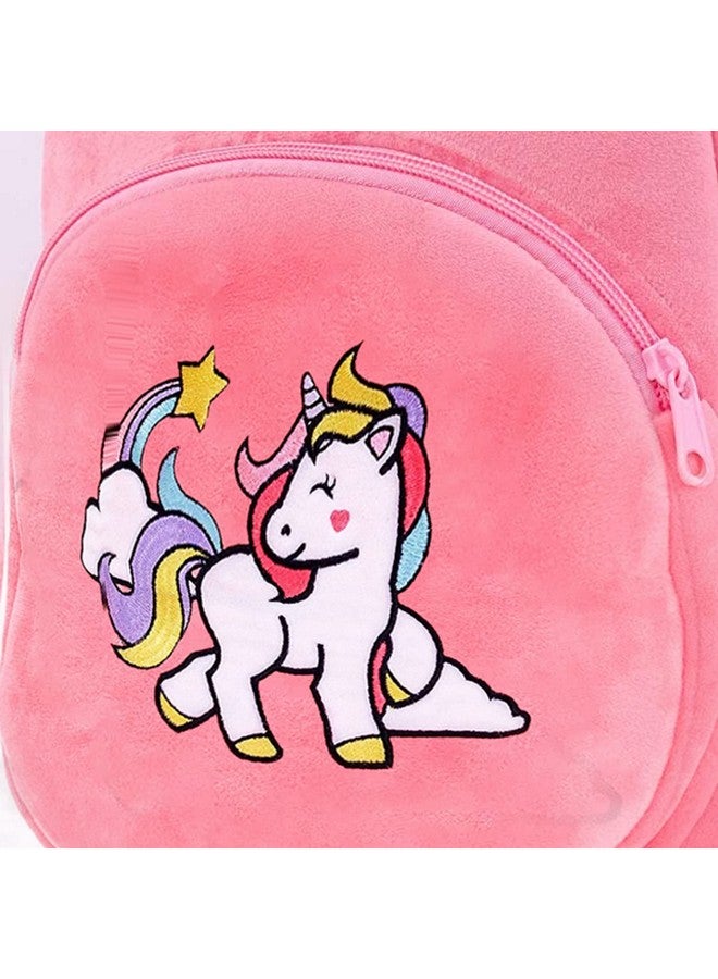 فرانتك حقيبة مدرسية ناعمة للسفر من Frantic Kids على شكل حيوان كرتوني، حقيبة ظهر قياسية من القطيفة الناعمة للأولاد والبنات من عمر 2 إلى 5 سنوات، حضانة الأطفال/الأولاد/الفتيات، مرحلة ما قبل المدرسة، النزهات (Hotpinkunicorn21) صغيرة - Image 5