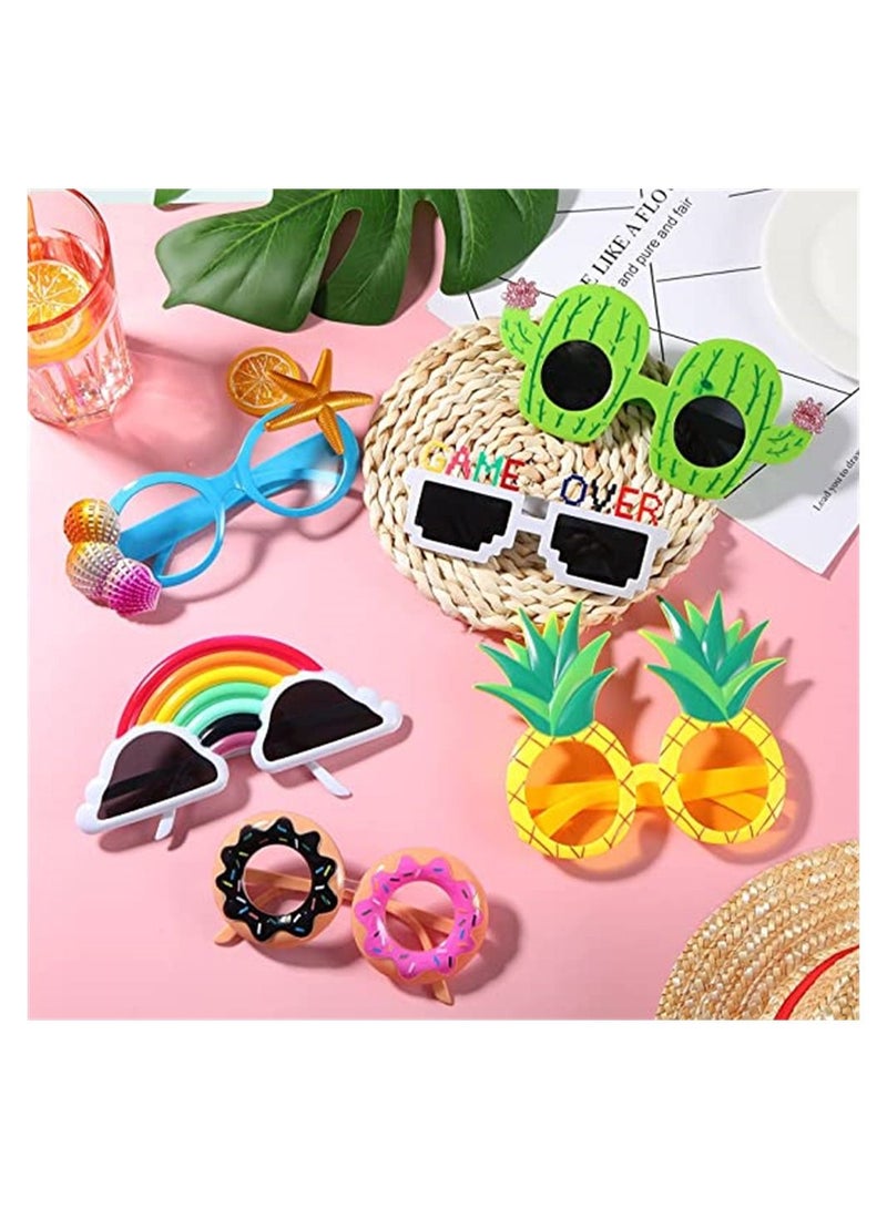 SYOSI Funny Sunglasses, Novelty Party Sunglasses, Creative Funny Hawaiian Tropical Sunglasses, Luau Fancy Dress Party Supply, Hawaii Themed Sunglasses Accessories, Beach Photo Booth Props (6 Pack) - Image 2