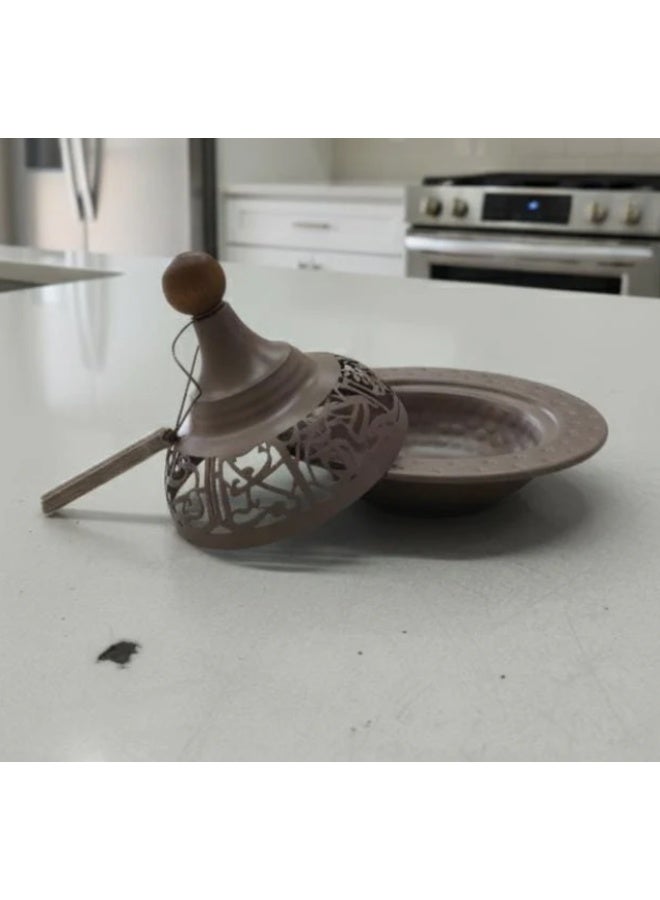 AKDC Medium Metal Tajine 18×15 cm in Brown Finish – Decorative Ramadan Collection Piece - Image 2