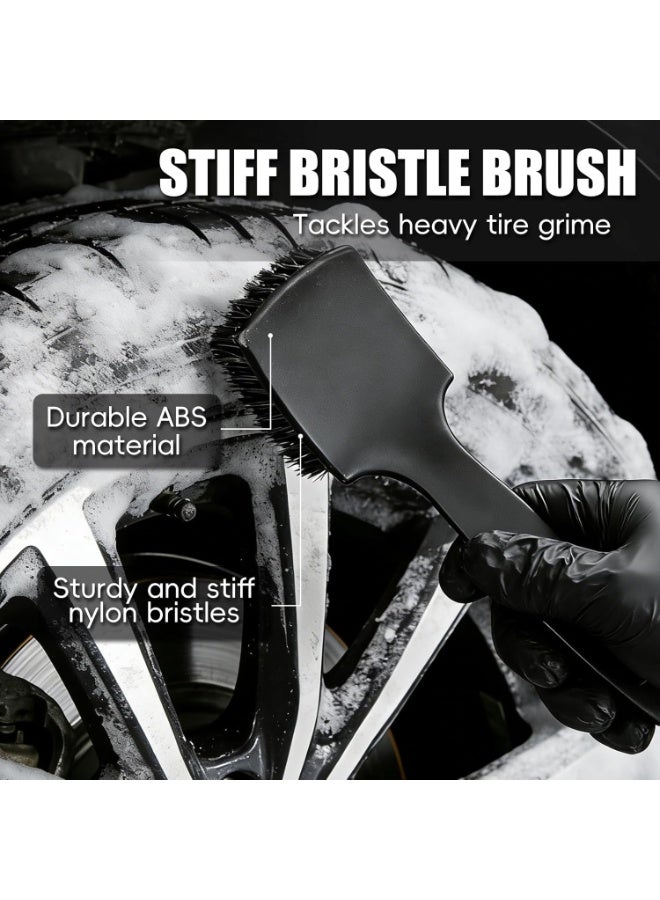 Professional 4-Pack Car Wheel and Tire Brush Set, Microfiber & Synthetic Wool Long Rim Brushes with Detail Brush & Tire Scrubber, Scratch-Free Detailing Kit for Wheels, Rims, Exhaust Tips & Engine - Image 5