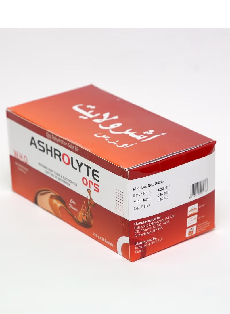 ASHROLYTE WHO Oral Rehydration Salts (ORS) - Cola Flavor, 25 Sachets - Image 3