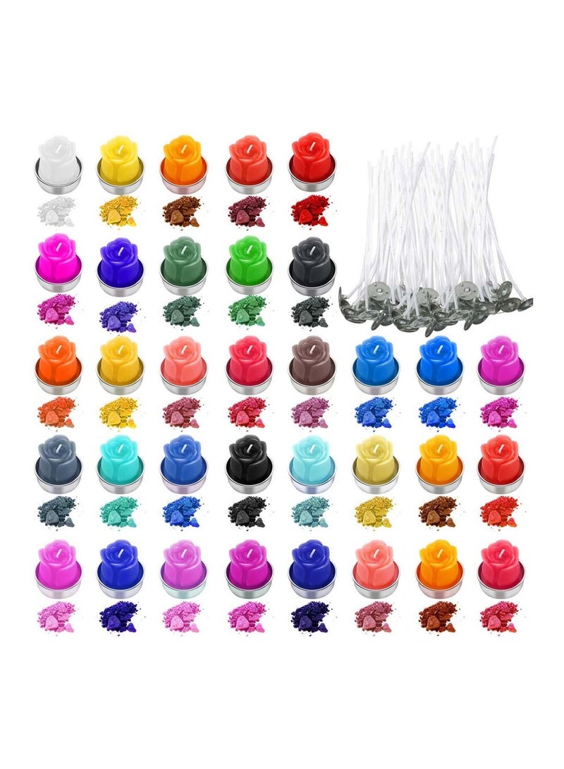 34 Color Candle Dye with 200Pcs Wicks Flakes for Making Supplies Kit DIY or High Safety Easy-Cleaning & Portable - Image 1