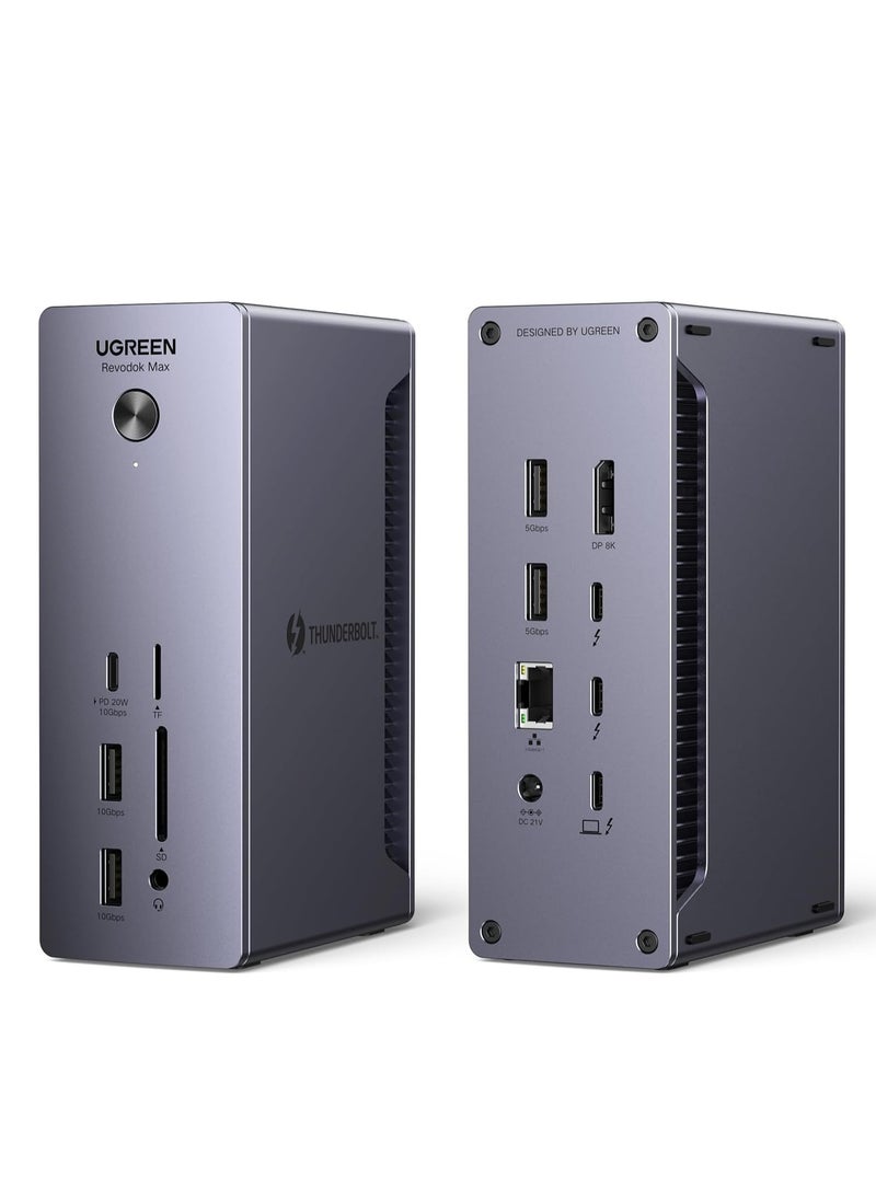 UGREEN Revodok Max 213, Thunderbolt 4 Dock (13-in-1) with Dual 4K@60Hz, Single 8K Display, 90W Charging, 3x 40Gbps Thunderbolt 4, 5x USB-A and C, 2.5G Ethernet, SD/TF 4.0 for MacBook, Windows Laptops