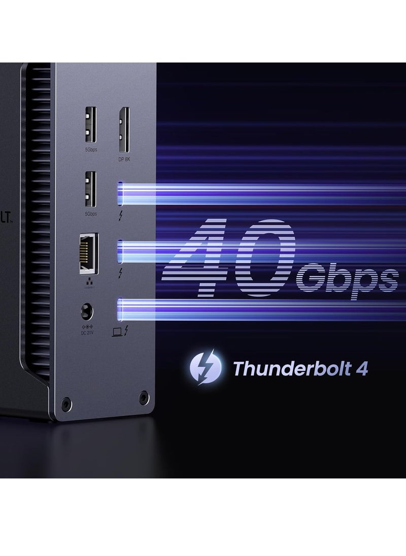 UGREEN Revodok Max 213, Thunderbolt 4 Dock (13-in-1) with Dual 4K@60Hz, Single 8K Display, 90W Charging, 3x 40Gbps Thunderbolt 4, 5x USB-A and C, 2.5G Ethernet, SD/TF 4.0 for MacBook, Windows Laptops