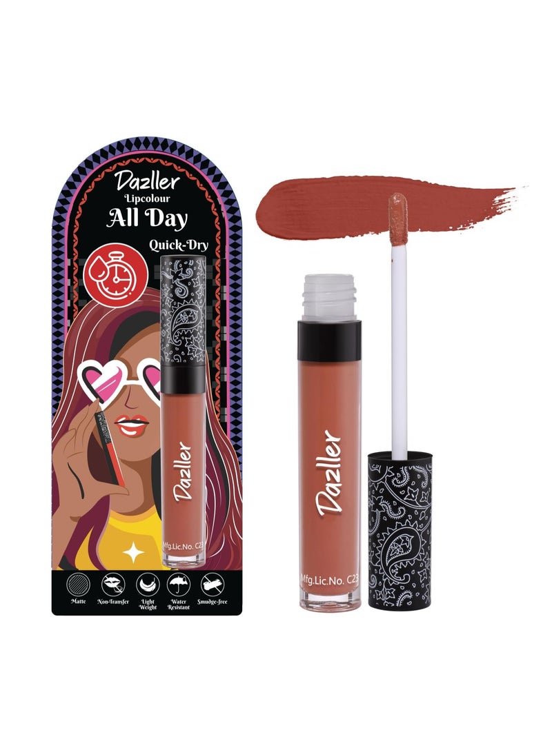 Dazller All Day Lipcolour Quick Dry|Moisturizing Kokum Butter|Non-Transfer & Smudge-proof|8hr stay|Liquid Lipstick for Women|QDLC003 Autumnspice|6g - Image 1