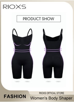 RIOXS Womens Shapewear, Waist Trainer Bodysuit For Women, Tummy Control Shapewear, Ladies Round Neck Bodysuit, Sculpting Shaper Tank Top Bodysuits, Snatched Waist Body Suit, Full Body Shaper  - Image 4