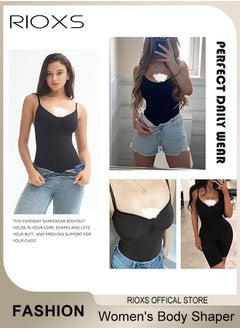 RIOXS Womens Shapewear, Waist Trainer Bodysuit For Women, Tummy Control Shapewear, Ladies Round Neck Bodysuit, Sculpting Shaper Tank Top Bodysuits, Snatched Waist Body Suit, Full Body Shaper  - Image 2