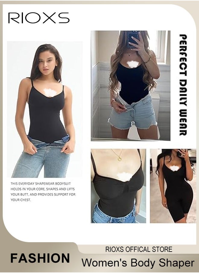 RIOXS - Womens Shapewear, Waist Trainer Bodysuit For Women, Tummy Control Shapewear, Ladies Round Neck Bodysuit, Sculpting Shaper Tank Top Bodysuits, Snatched Waist Body Suit, Full Body Shaper - Image 1