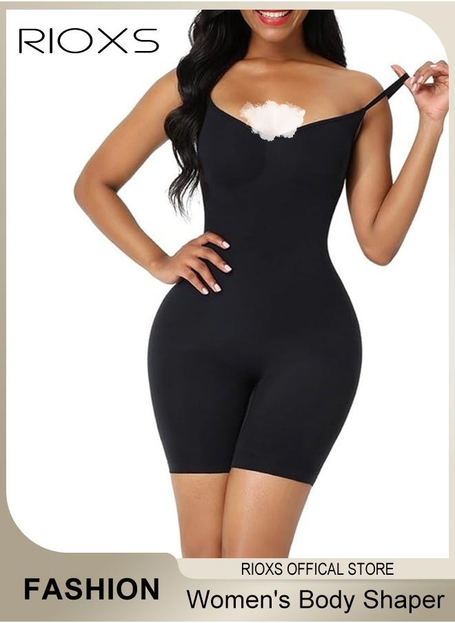 RIOXS - Womens Shapewear, Waist Trainer Bodysuit For Women, Tummy Control Shapewear, Ladies Round Neck Bodysuit, Sculpting Shaper Tank Top Bodysuits, Snatched Waist Body Suit, Full Body Shaper - Image 1