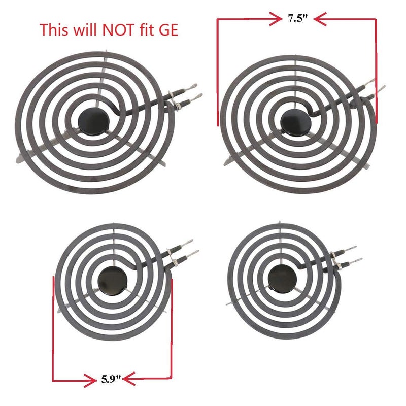 KITCHEN BASICS 101 4 Pack MP22YA Electric Range Burner Surface Element Replacement for Whirlpool KitchenAid Maytag Includes 2 8-Inch MP21YA & 2 6-Inch MP15YA 540331014,484783, TS5W8221,Y04000033 - Image 2