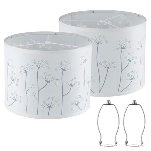 Luvkczc White Lamp Shades Set of 2, Drum Lampshades, Lampshade 10 Inches Height, Lampshades for Table Lamp, Floor Lamp, Pendant Light, Lamp Shade Harp Holder Included - Image 1