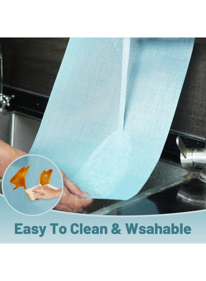 flohar Placemats Set of 6，Non-Slip PVC Weave Table Mats Easy to Clean，Heat Resistant Place Mats for Kitchen Dining Table Decoration Indoor Outdoor，Blue - Image 3