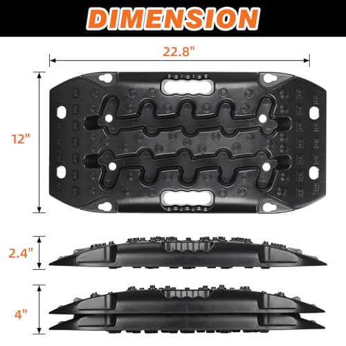 OULEME Recovery Traction Boards, Off-Road Track Traction Mats for Sand, Mud, and Snow - 4WD RV Truck Jeep SUV Traction Pads with Carry Bag (Black) - Image 2