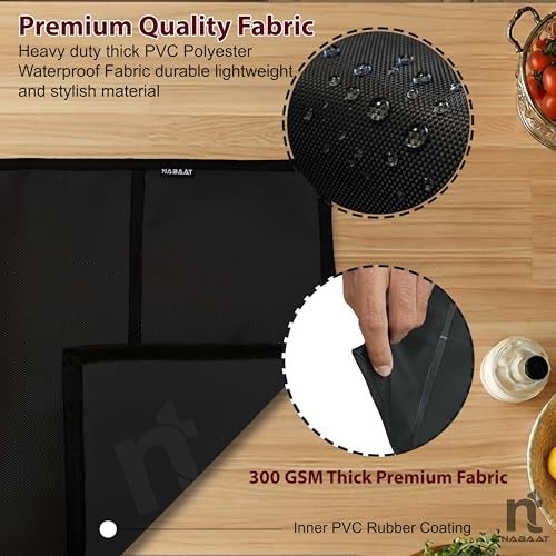 NABAAT Premium Microwave Oven Cover for Kitchen Decor Durable Dustproof Waterproof Modern Design with 4 Side Pockets for Kitchen Accessories - Black (100 x 35cm) - Image 2