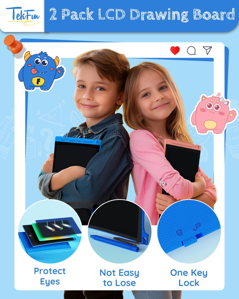 TEKFUN Kids Toys,10in 2 Pack LCD Writing Tablet Coloring Doodle Drawing Board Pad for Kids with Stylus, Car Trip Educational Toys Easter Toys Birthday Gift for Toddlers 3 4 5 6 7 Girls Boys - Image 5