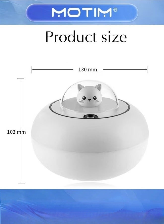 موتيم جهاز ترطيب الهواء USB بأضواء LED ذات 7 ألوان، مرطب هواء قط لطيف بالموجات فوق الصوتية بأداء عالٍ للمنزل والمكتب أبيض  - Image 5