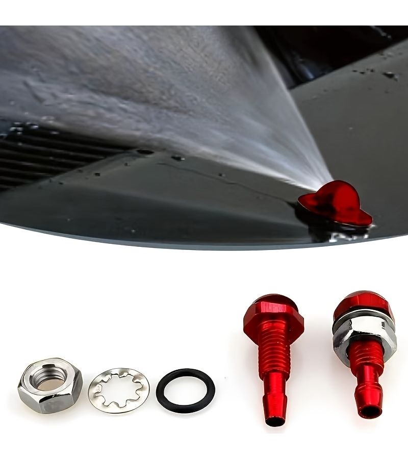 Red Adjustable Windshield Wiper Nozzle Set GM Spray One Piece - Image 1