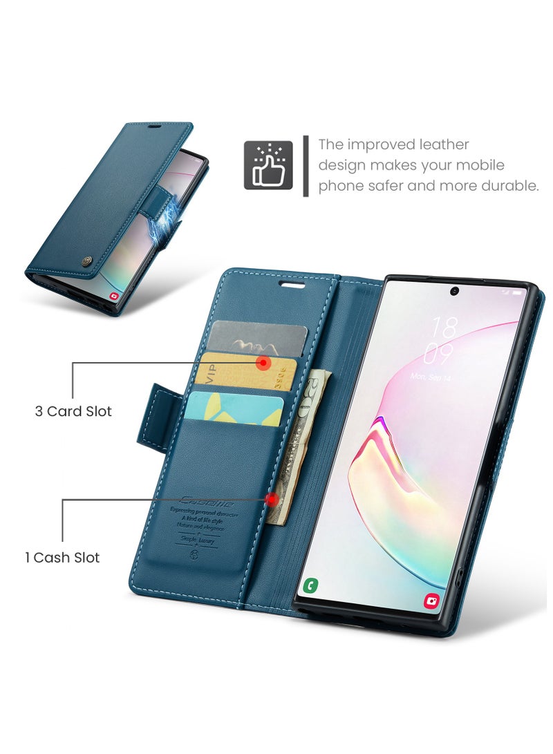 غطاء واقي جلدي متوافق مع سامسونج جالاكسي نوت 10 بلس ، أزرق - Image 2