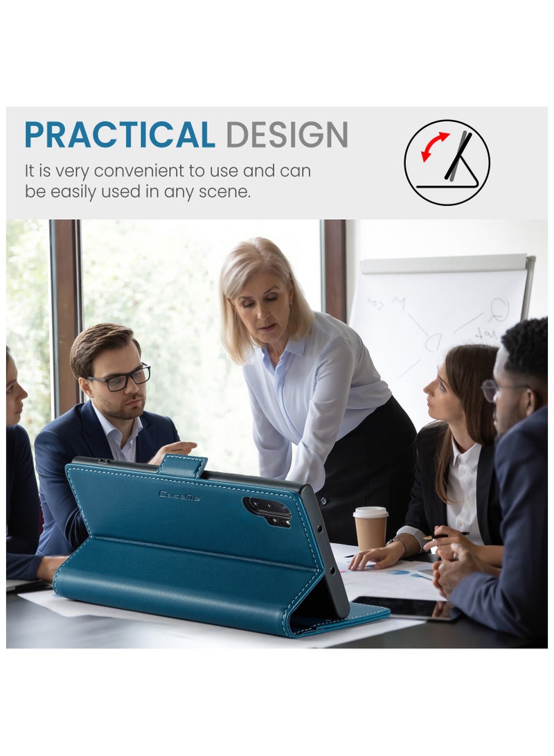 غطاء واقي جلدي متوافق مع سامسونج جالاكسي نوت 10 بلس ، أزرق - Image 5