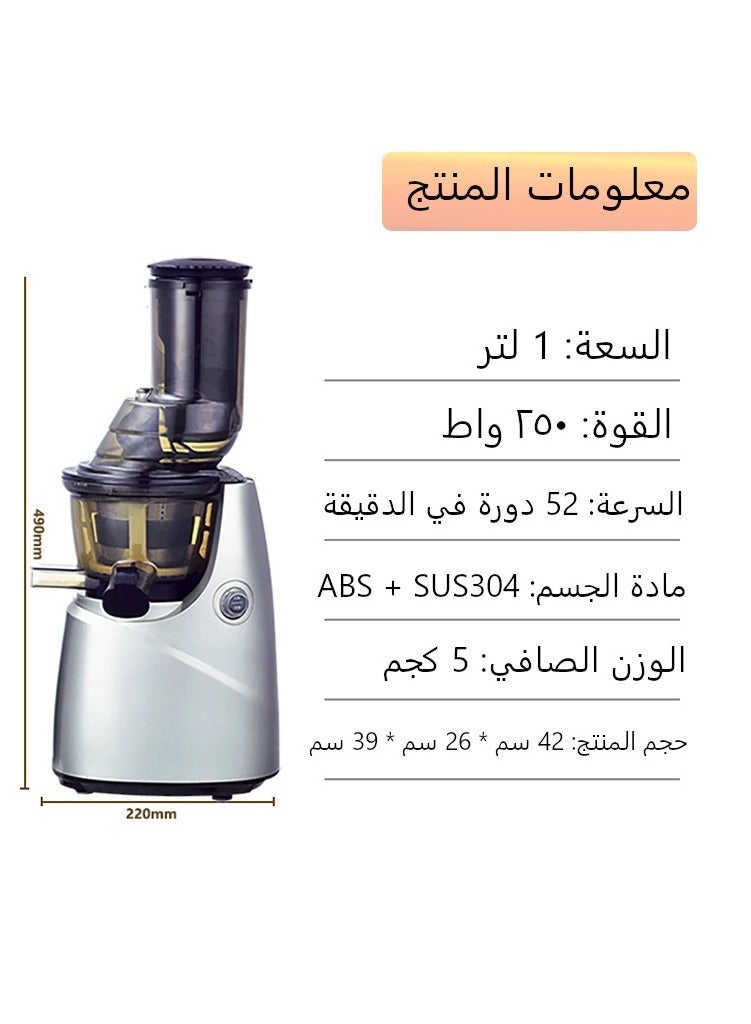 جيرزون عصارة مضغ بطيئة، آلات عصارة الضغط البارد - لون فضي - Image 3