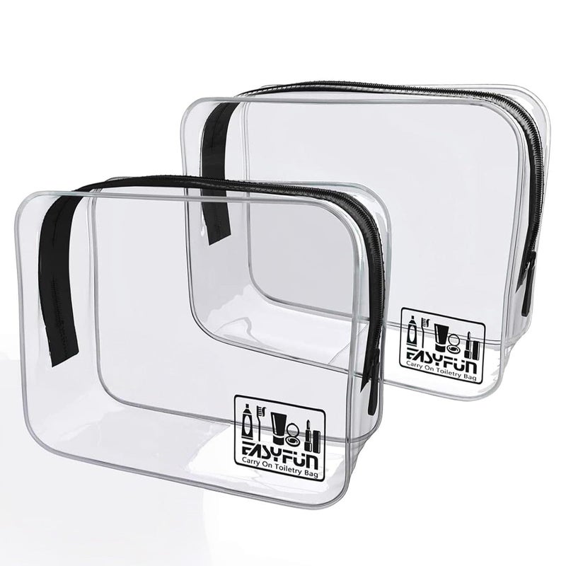 EASYFUN Toiletry Bag 2pcs TSA Approved Travel Clear Toiletry Bag for Men and Women Travel Accessories Quart Size Toiletries Cosmetic Pouch Makeup Bags - Image 1