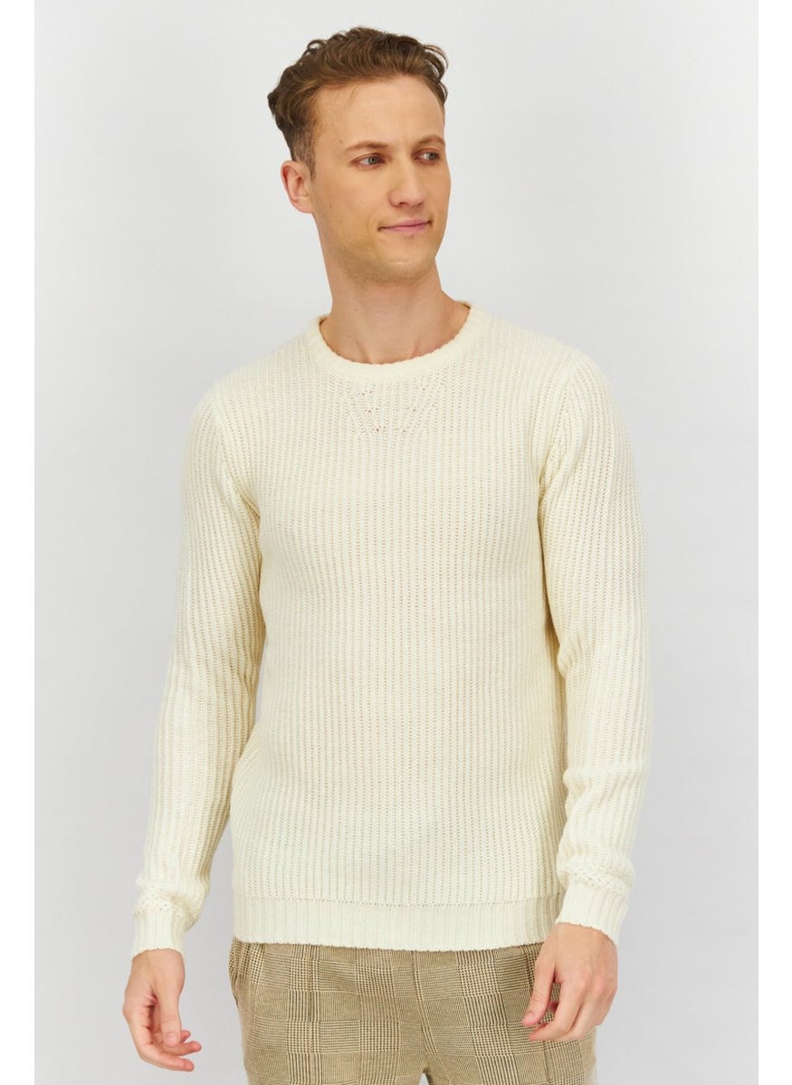 Sorbino Men Crew Neck Plain Sweater, Off White  - Image 1